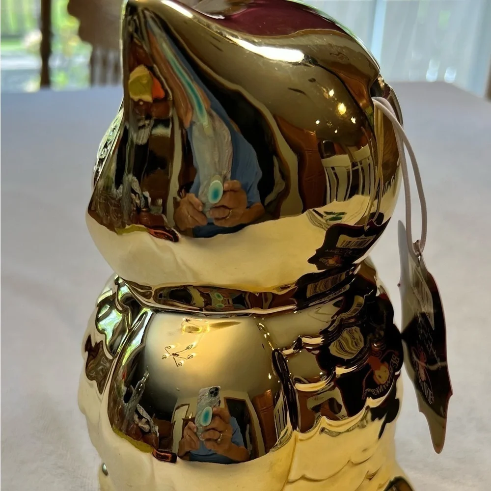 Gold Owl Bank Handmade Ceramic Beriwinkle 7.5